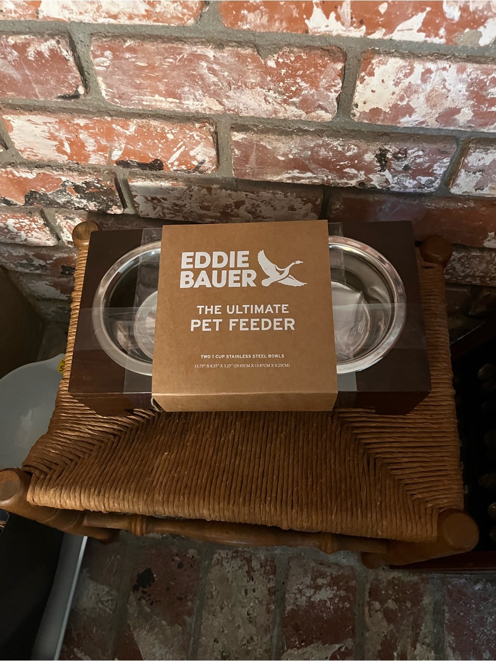 Eddie Bauer Brown Boxed Dual Stainless Pet Bowls
